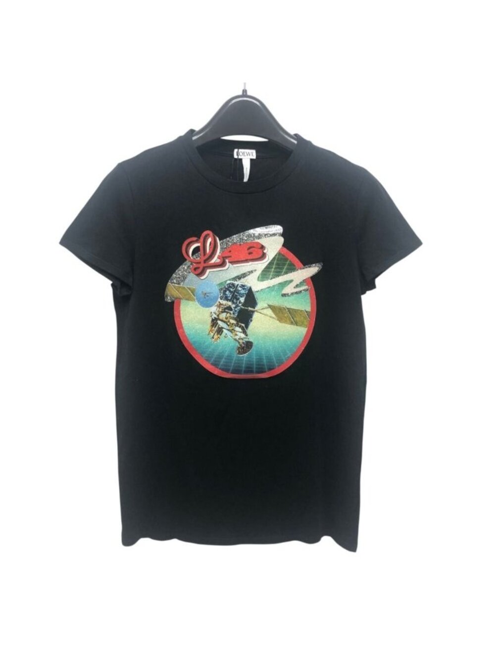 Loewe Short Sleeve T-Shirt Satellite Motif Cotton Black
